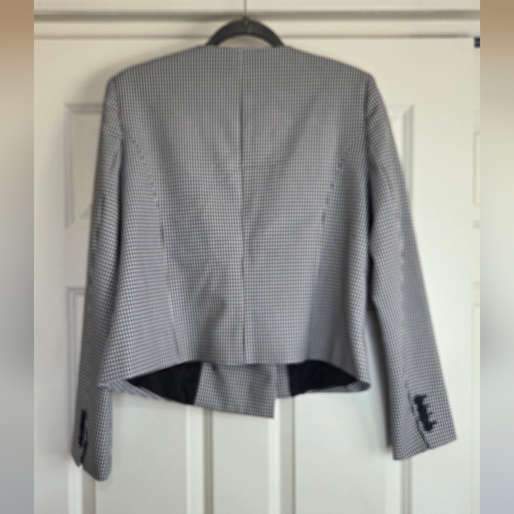 White House Black Market Black & White Gingham Cropped Blazer - Size 14 - Picture 3 of 8